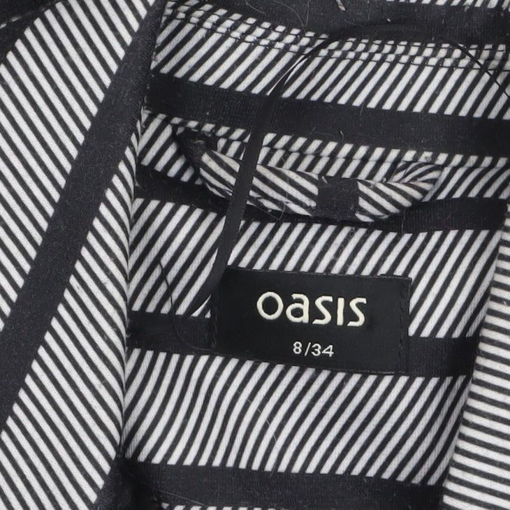 Oasis Women's Black & White Striped Blazer UK 8 Single-Breasted