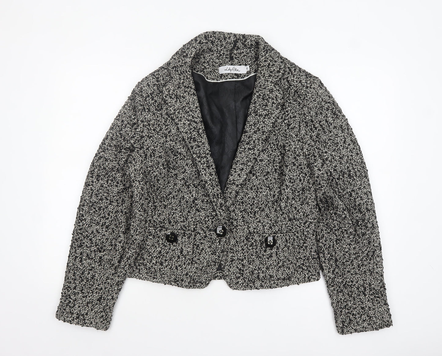 Lily Ella Womens Black Tweed Classic Blazer Size 16