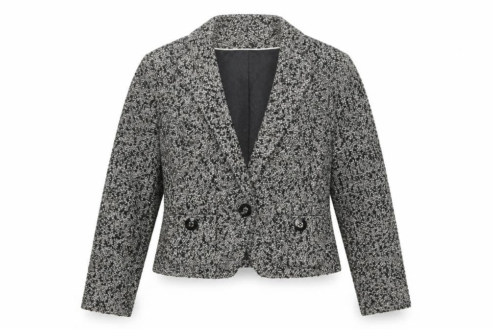 Lily Ella Womens Black Tweed Classic Blazer Size 16