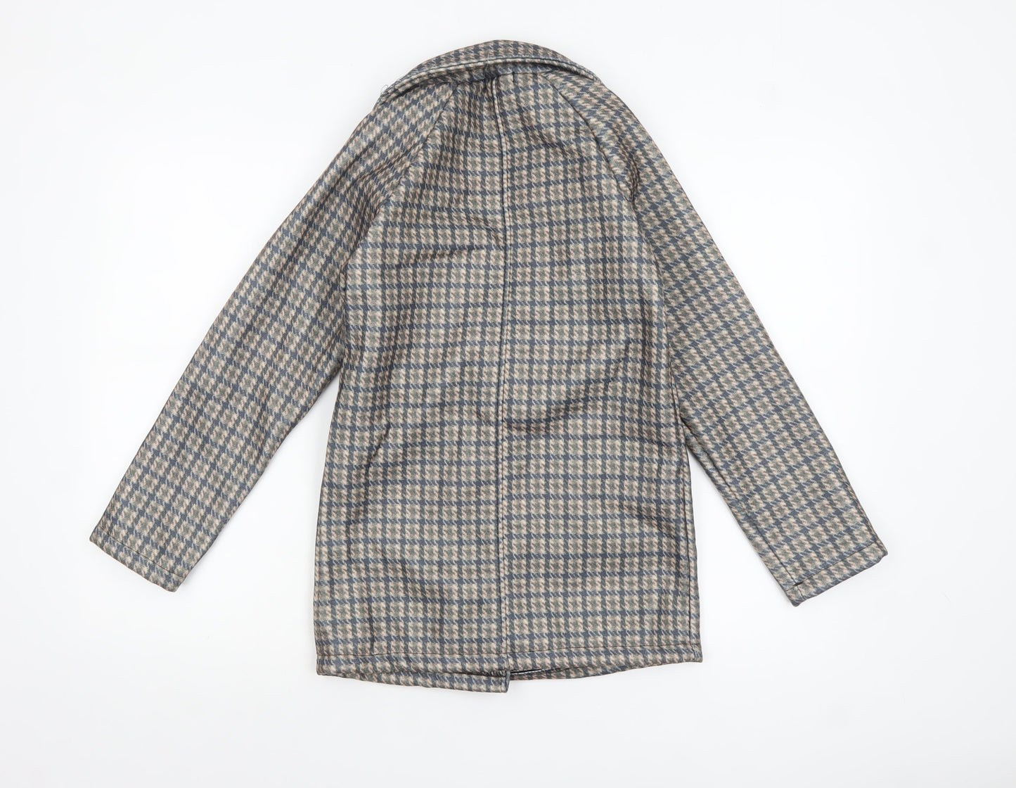 Haoshifen Womens Multicoloured Houndstooth Double-Breasted Pea Coat Size L