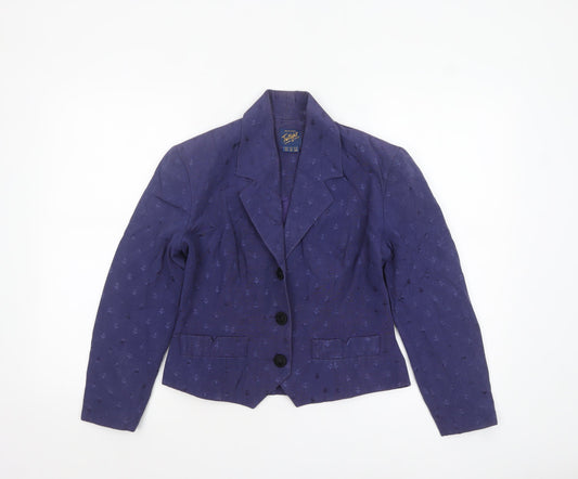 Monsoon Women Purple Size 12 Single-Breasted Twill Blazer Jacket