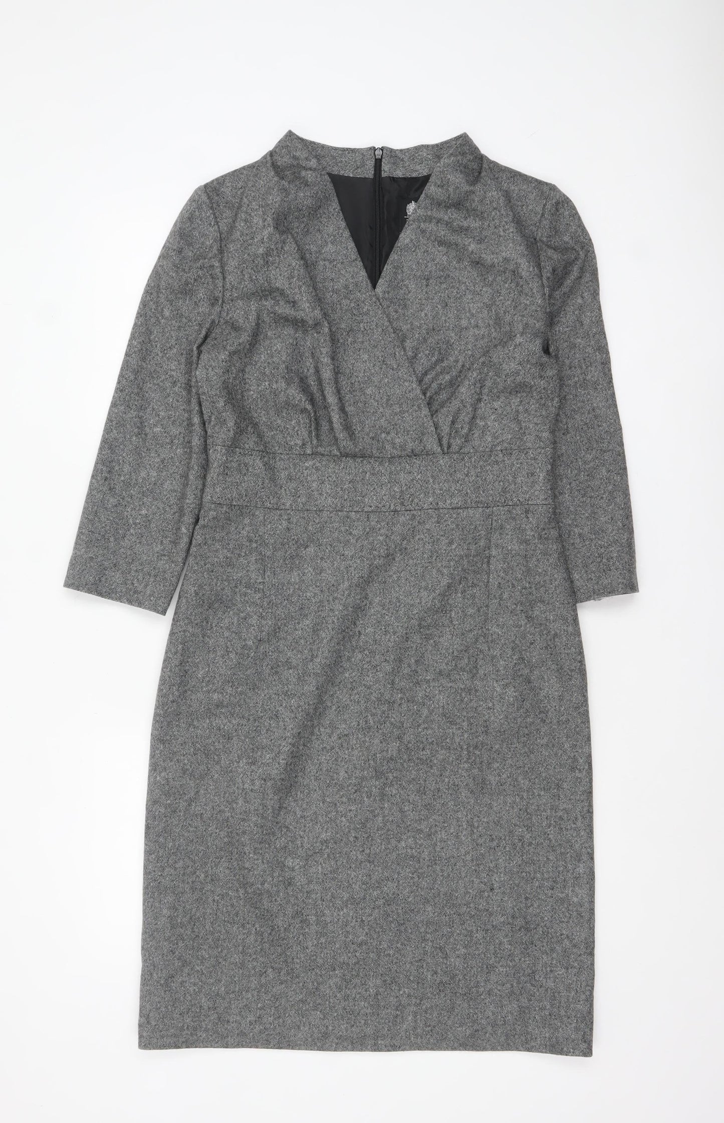 Austin Reed Women Grey Wool Blend Sheath Dress Size 10 Workwear
