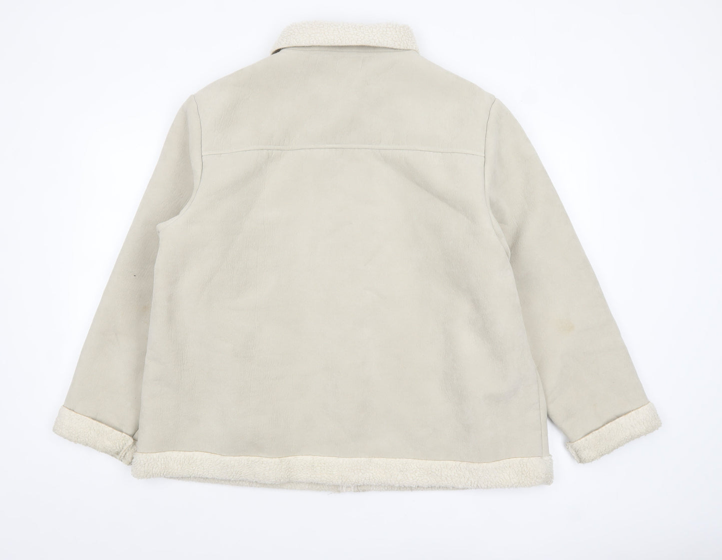 Bonmarché Women Beige Fleece Lined Zip Jacket XL Winter Warm