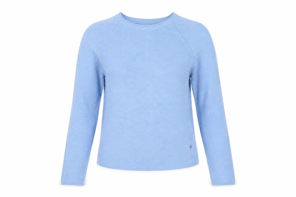 Rabe Women Blue Cotton Acrylic Crew Neck Knit Jumper Size 8