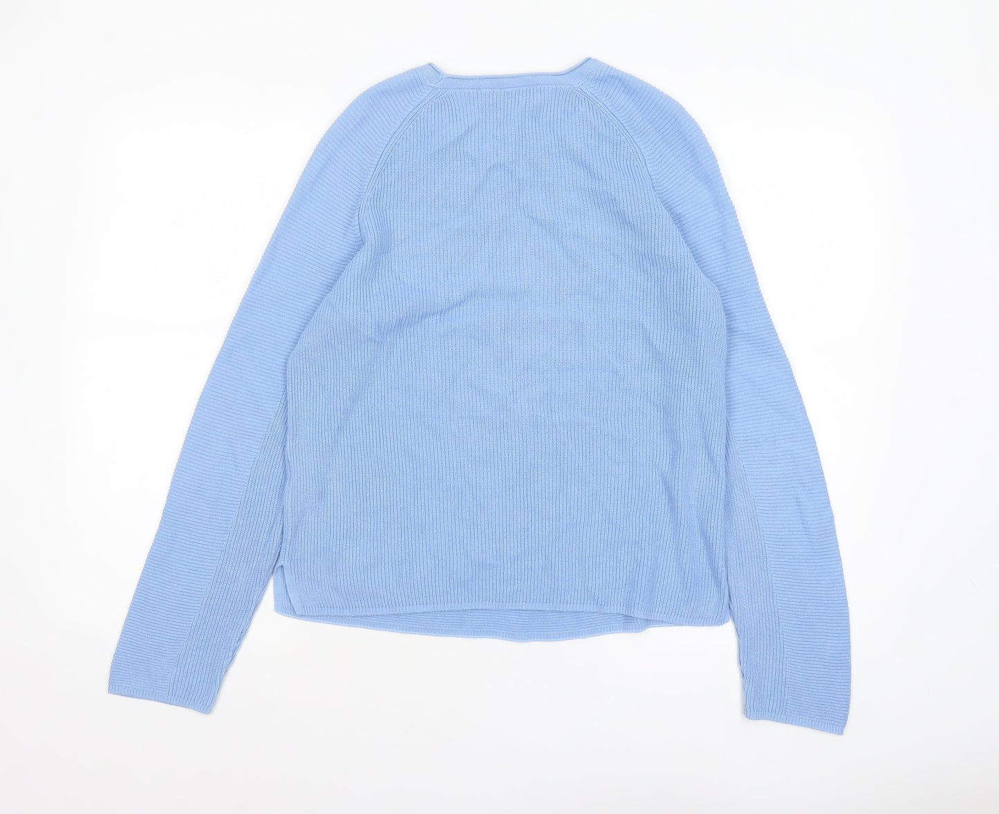 Rabe Women Blue Cotton Acrylic Crew Neck Knit Jumper Size 8