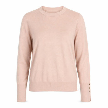 Zara Women Beige Crew Neck Button Cuff Pullover Jumper Size 10