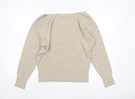 THE ROCKN REV Women’s Beige Boat Neck Acrylic Jumper Size 10