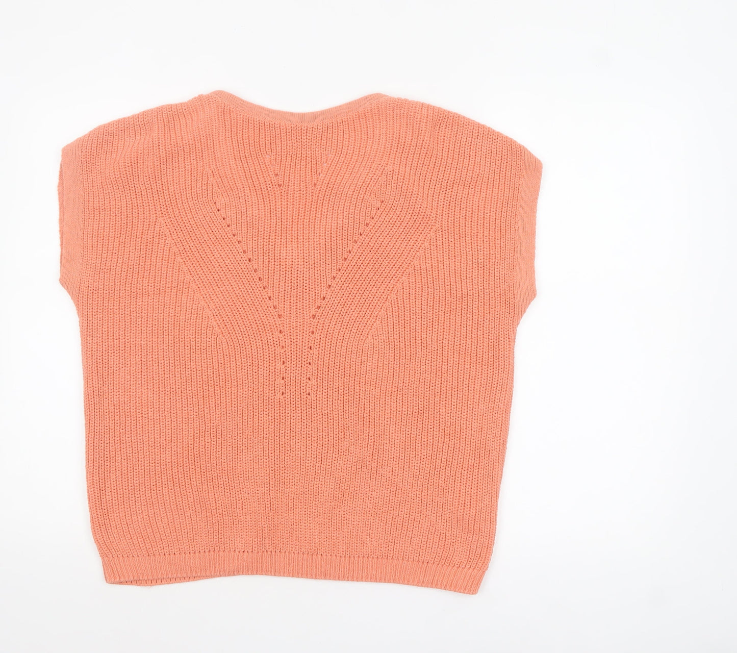 Tu Women’s Orange V-Neck Knit Cotton Blend Pullover Jumper Size 12
