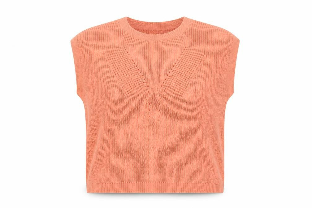 Tu Women’s Orange V-Neck Knit Cotton Blend Pullover Jumper Size 12