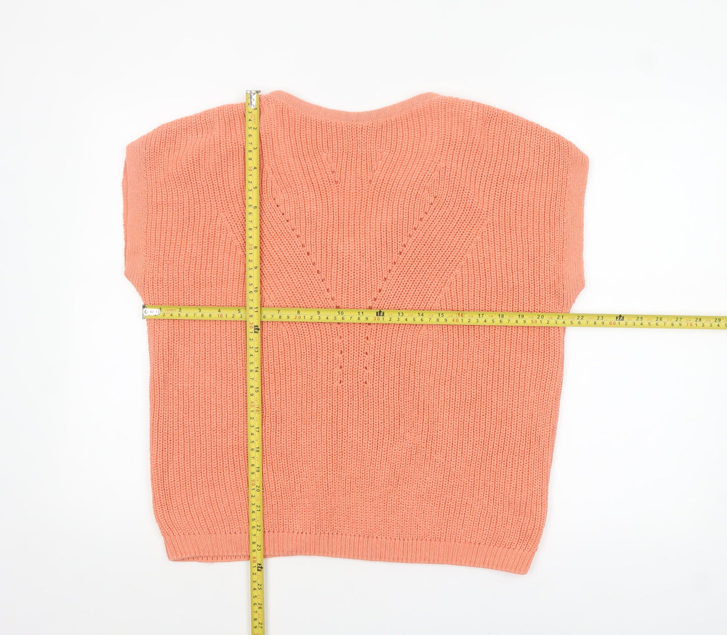 Tu Women’s Orange V-Neck Knit Cotton Blend Pullover Jumper Size 12