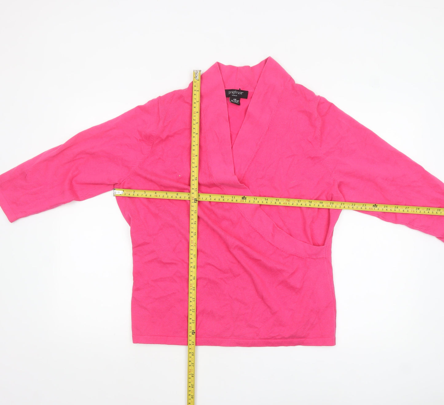Paraphrase Women Pink Wrap Jumper Cotton Nylon 2XL V-Neck Lightweight