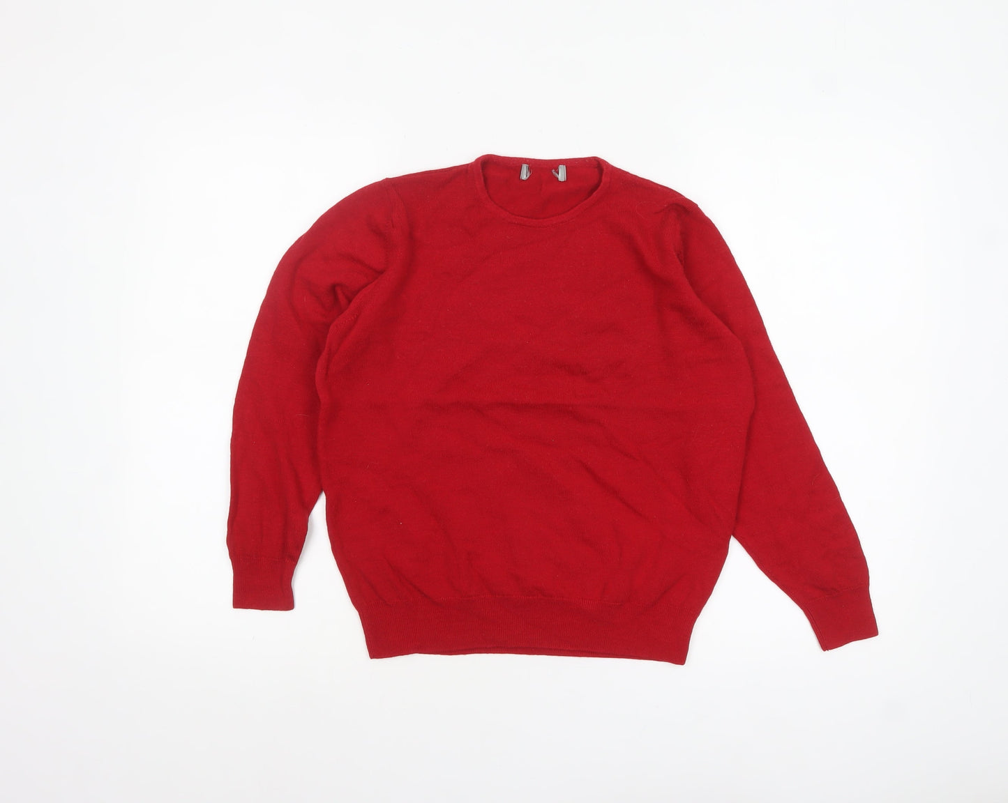 Marks and Spencer Women's Red Wool Crew Neck Jumper Size 10