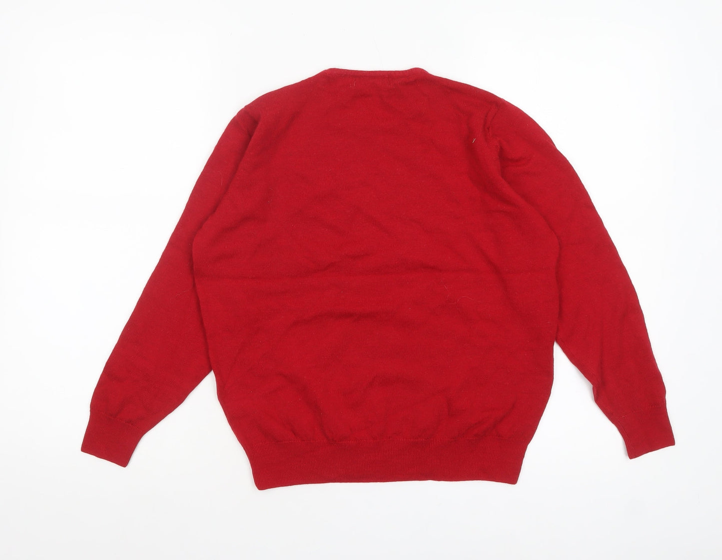 Marks and Spencer Women's Red Wool Crew Neck Jumper Size 10