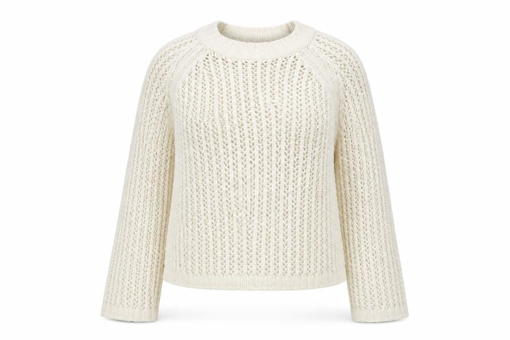 Marks & Spencer Per Una Women's Ivory Open-Knit Cotton Jumper L