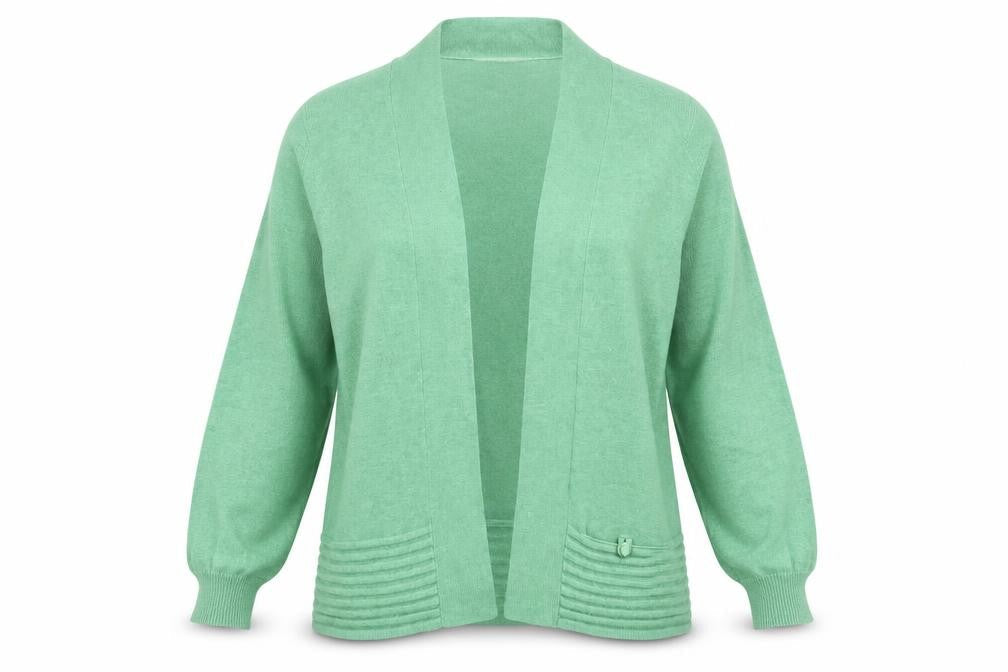 Wallis Womens Green Cotton Blend 3/4 Sleeve Open Cardigan M