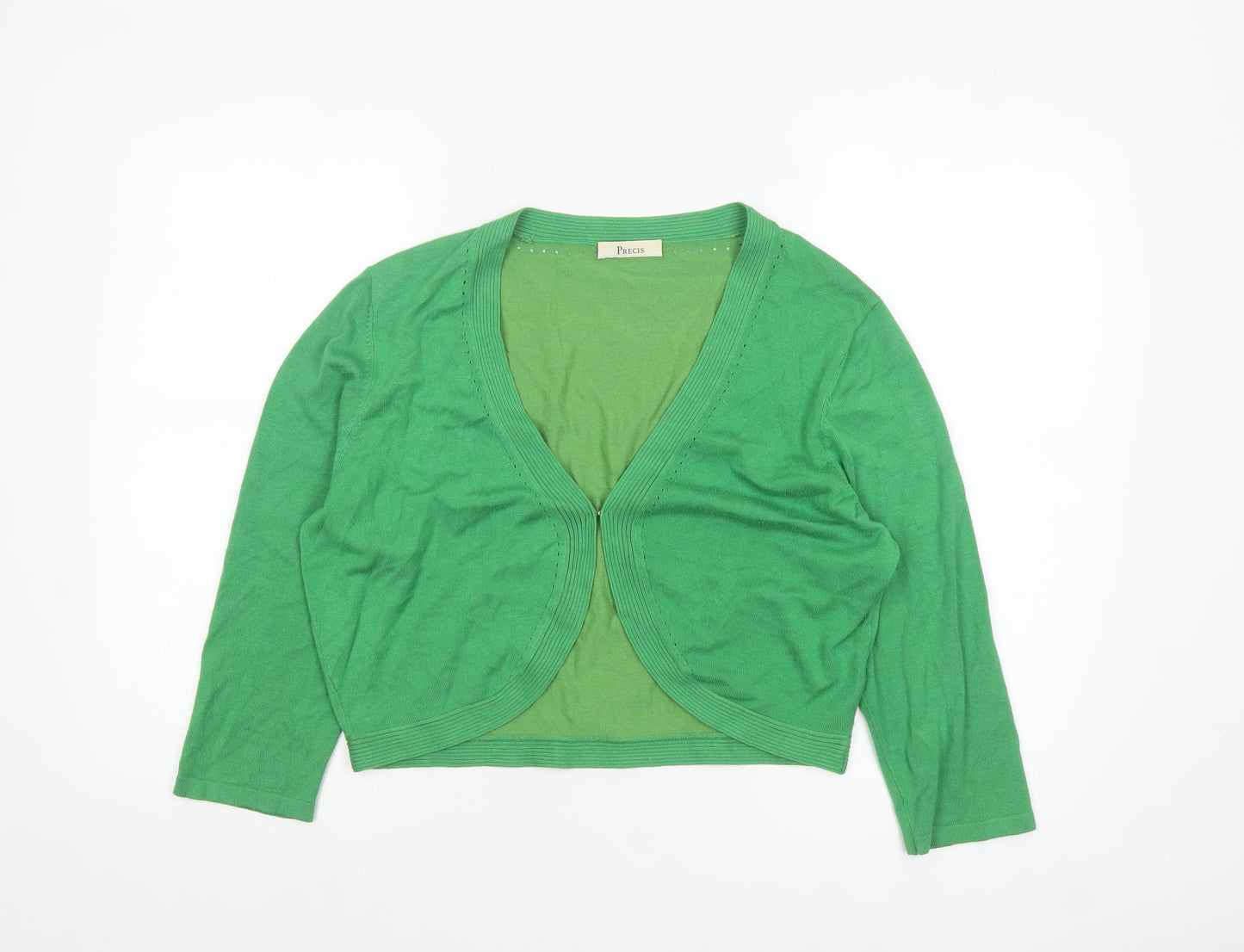Precis Women’s Green Viscose Blend 3/4 Sleeve V-Neck Cardigan Size L