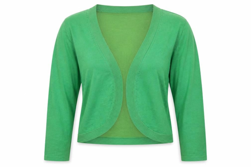 Precis Women’s Green Viscose Blend 3/4 Sleeve V-Neck Cardigan Size L