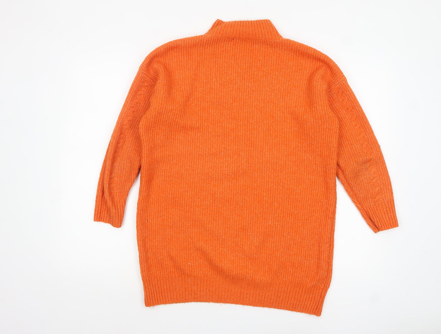 Tu Womens Orange Cable-Knit Mock Neck Jumper Size 12