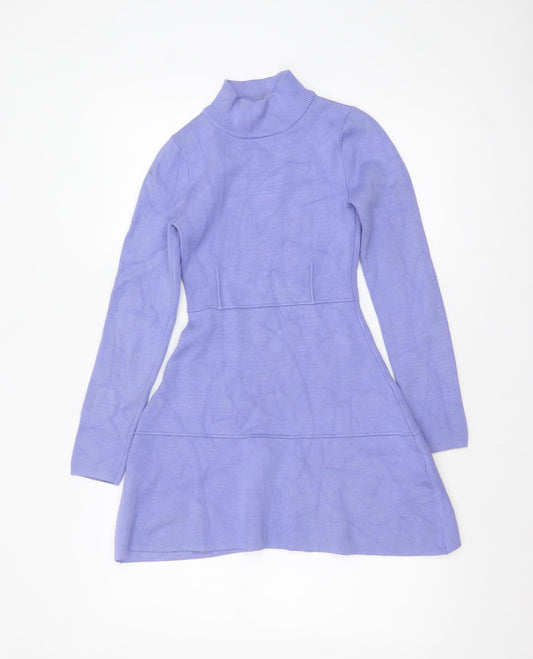 ZARA Women Purple Fit & Flare Knit Short Dress Size S