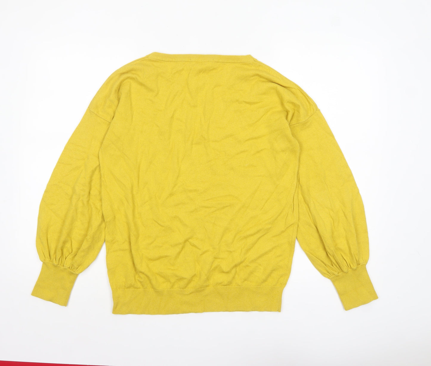 Boden Womens Yellow Wool Cotton Crew Neck Balloon Sleeve Jumper M