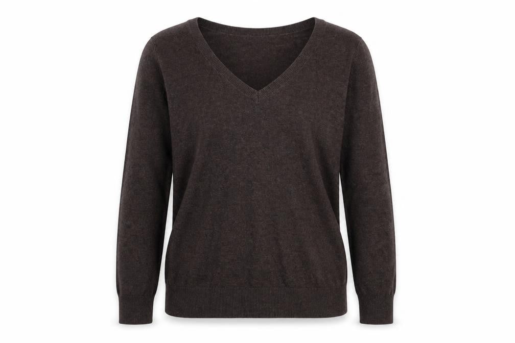 Gap Womens Brown V-Neck Long Sleeve Cotton Knit Pullover Jumper M