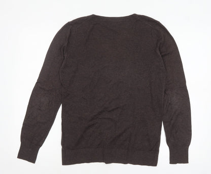 Gap Womens Brown V-Neck Long Sleeve Cotton Knit Pullover Jumper M