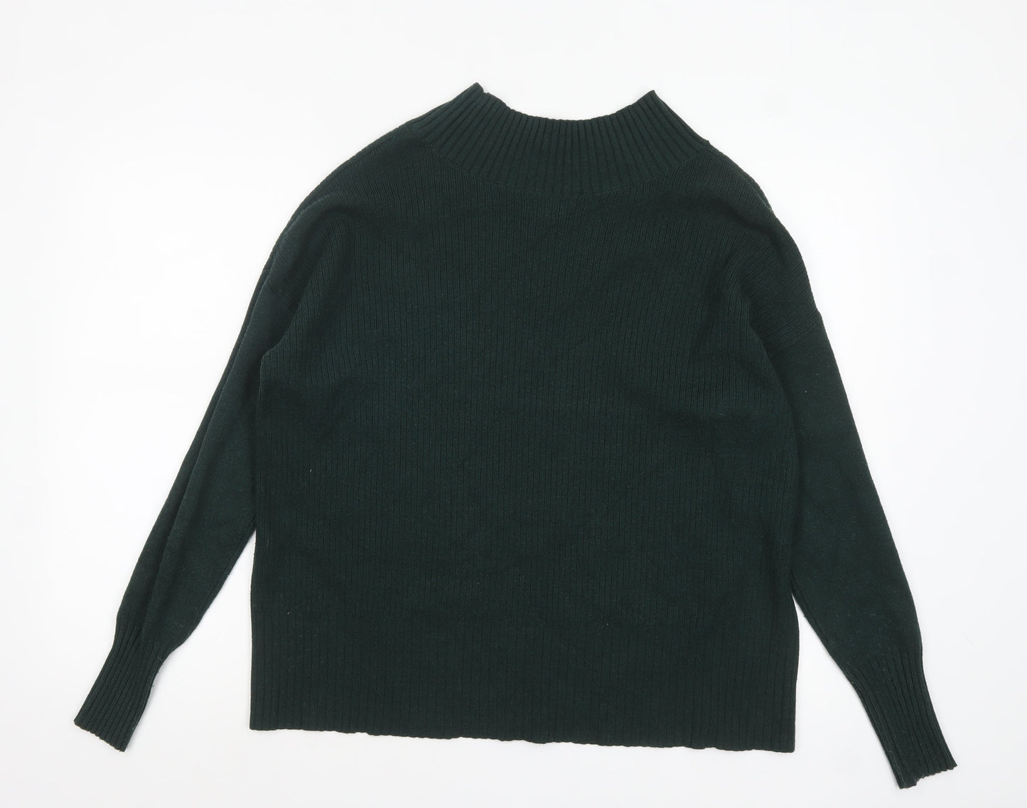 River Island Women’s Green V-Neck Relaxed Knit Jumper Size M