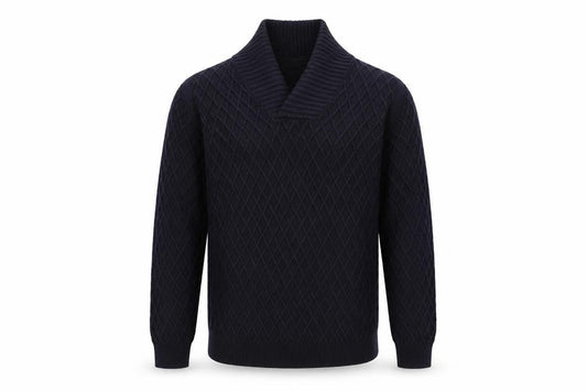 Massimo Dutti Men’s Black Cotton Cable Knit Roll Neck Jumper L