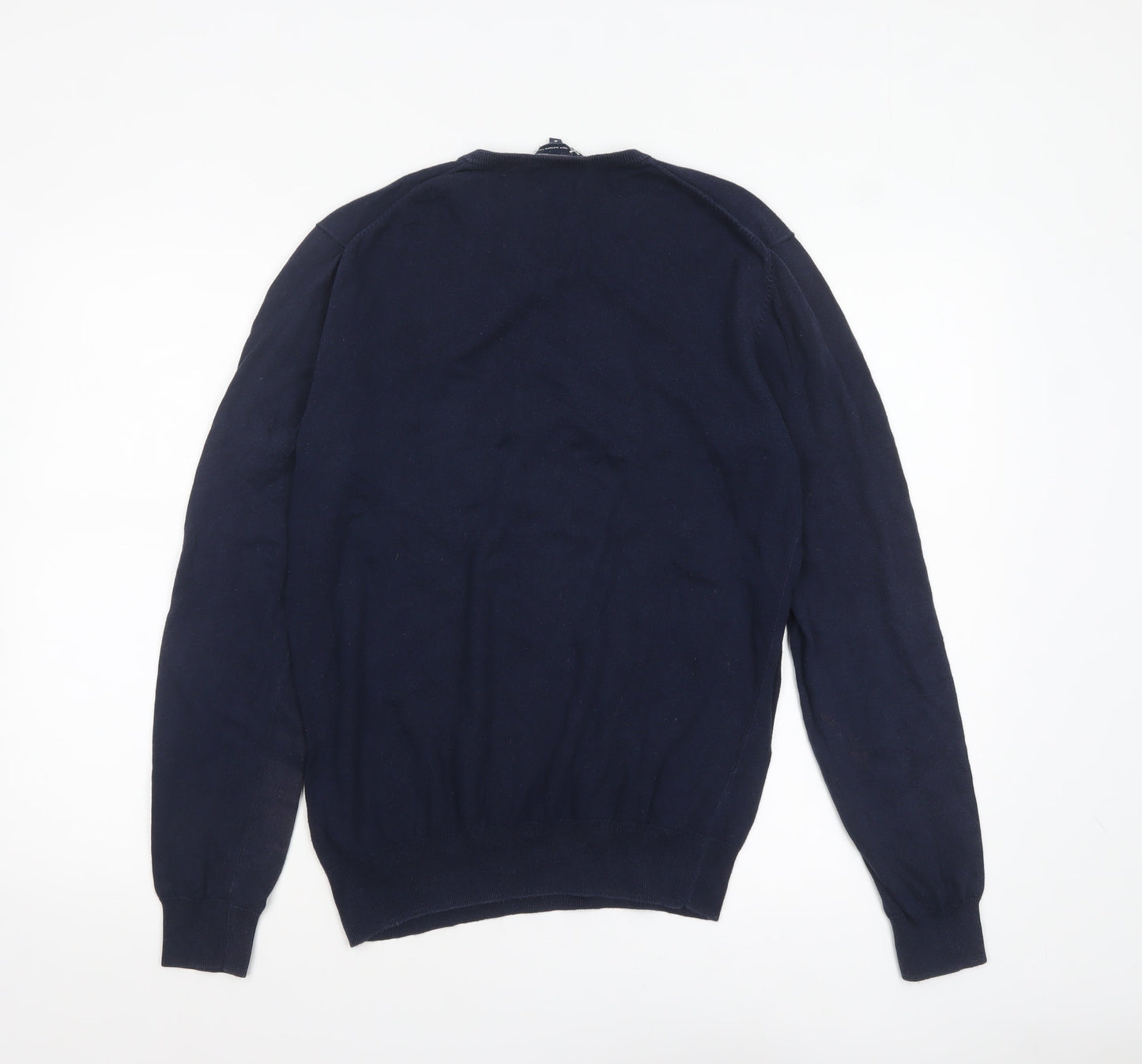 Crew Clothing Company Men's Blue Cotton V-Neck Jumper Size S