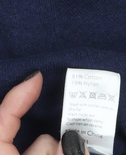 John Lewis Women's Blue Cotton Blend V-Neck Jumper Size 12