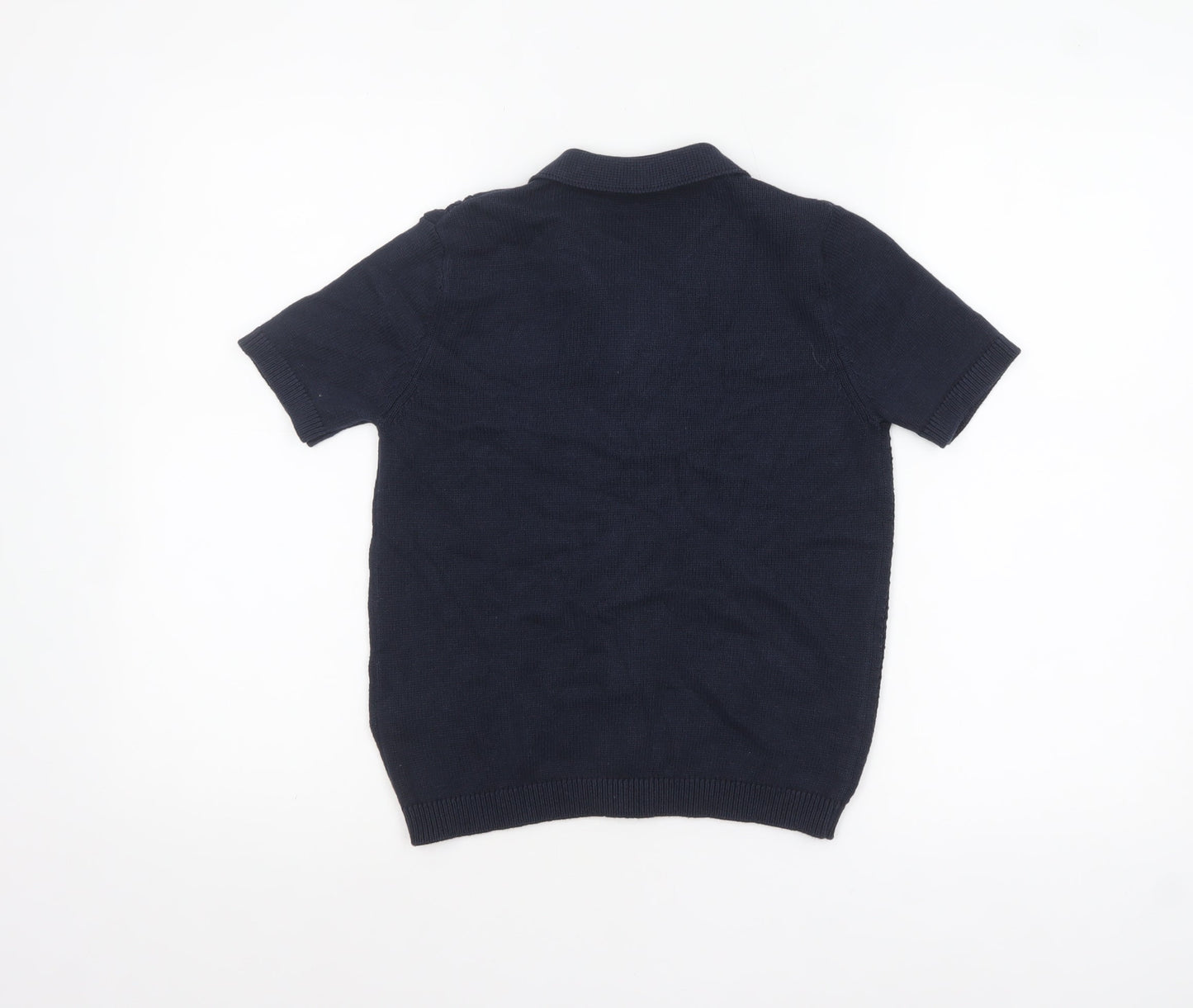 Marks and Spencer Boys Navy Blue Button Cardigan 8-9 Years Short Sleeve Knit
