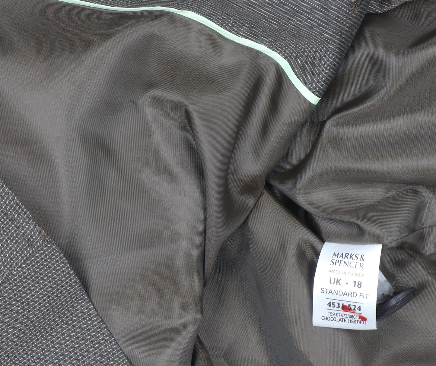 Marks and Spencer Women Brown Pinstripe Blazer UK 18 Regular Fit