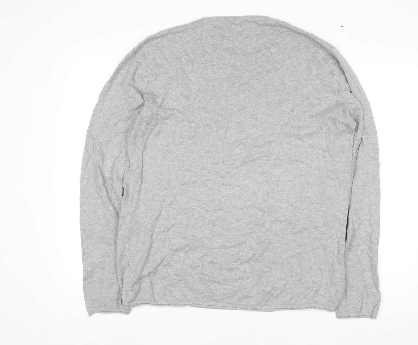 Jack & Jones Men's Grey Cotton Crew Neck Pullover Jumper Size L