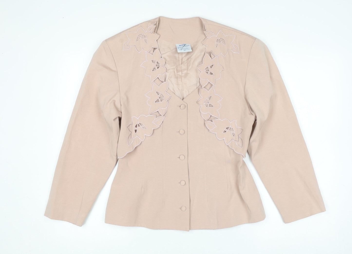 Wallis Women Beige Cotton Blend Vintage Blazer Jacket Size 10