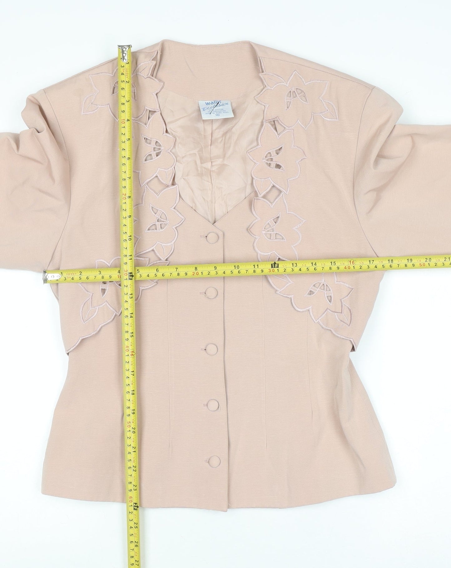 Wallis Women Beige Cotton Blend Vintage Blazer Jacket Size 10