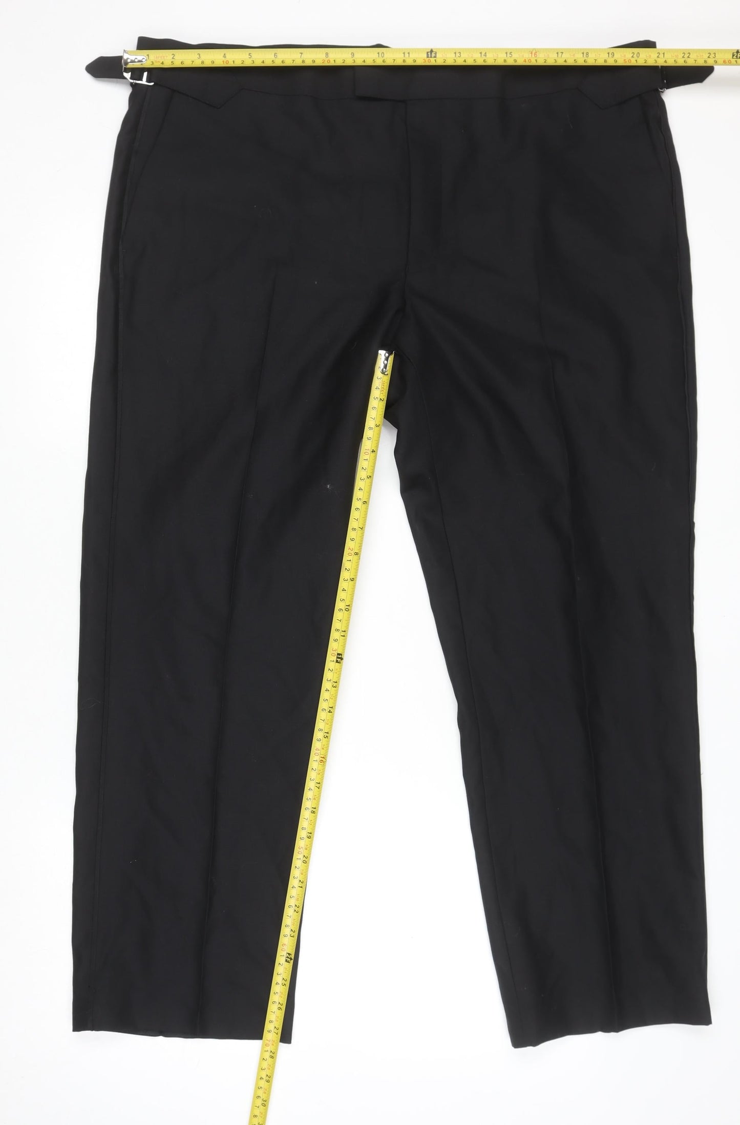 Marks and Spencer Mens Black 42S Regular Fit Wool Dress Trousers