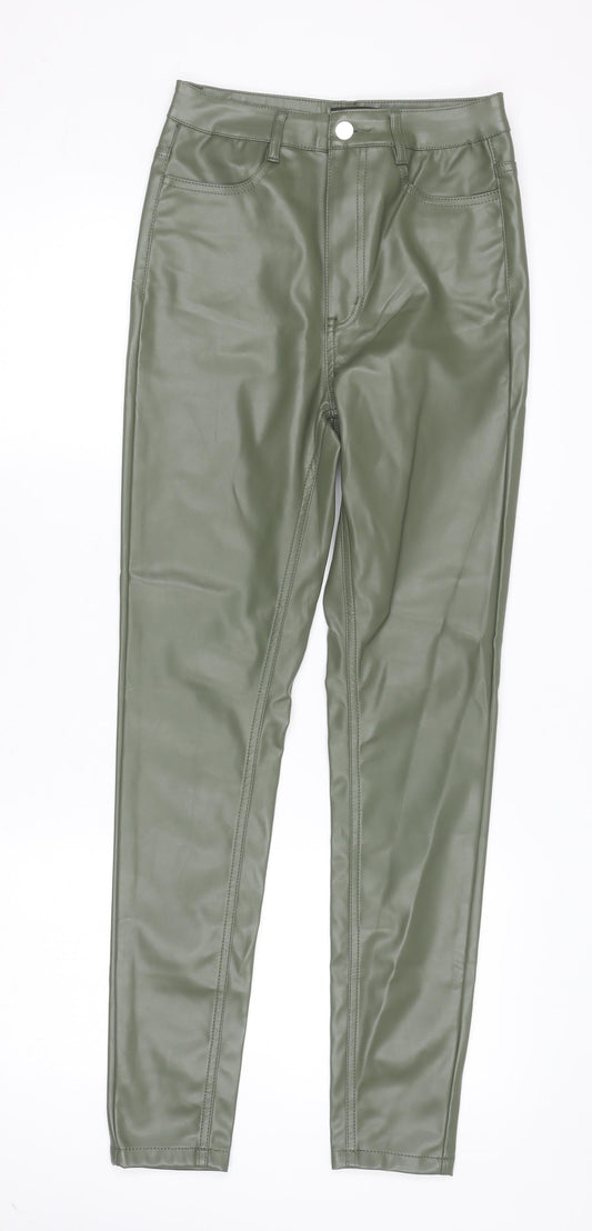 Missguided Women’s Green Faux Leather High Rise Skinny Trousers UK 8