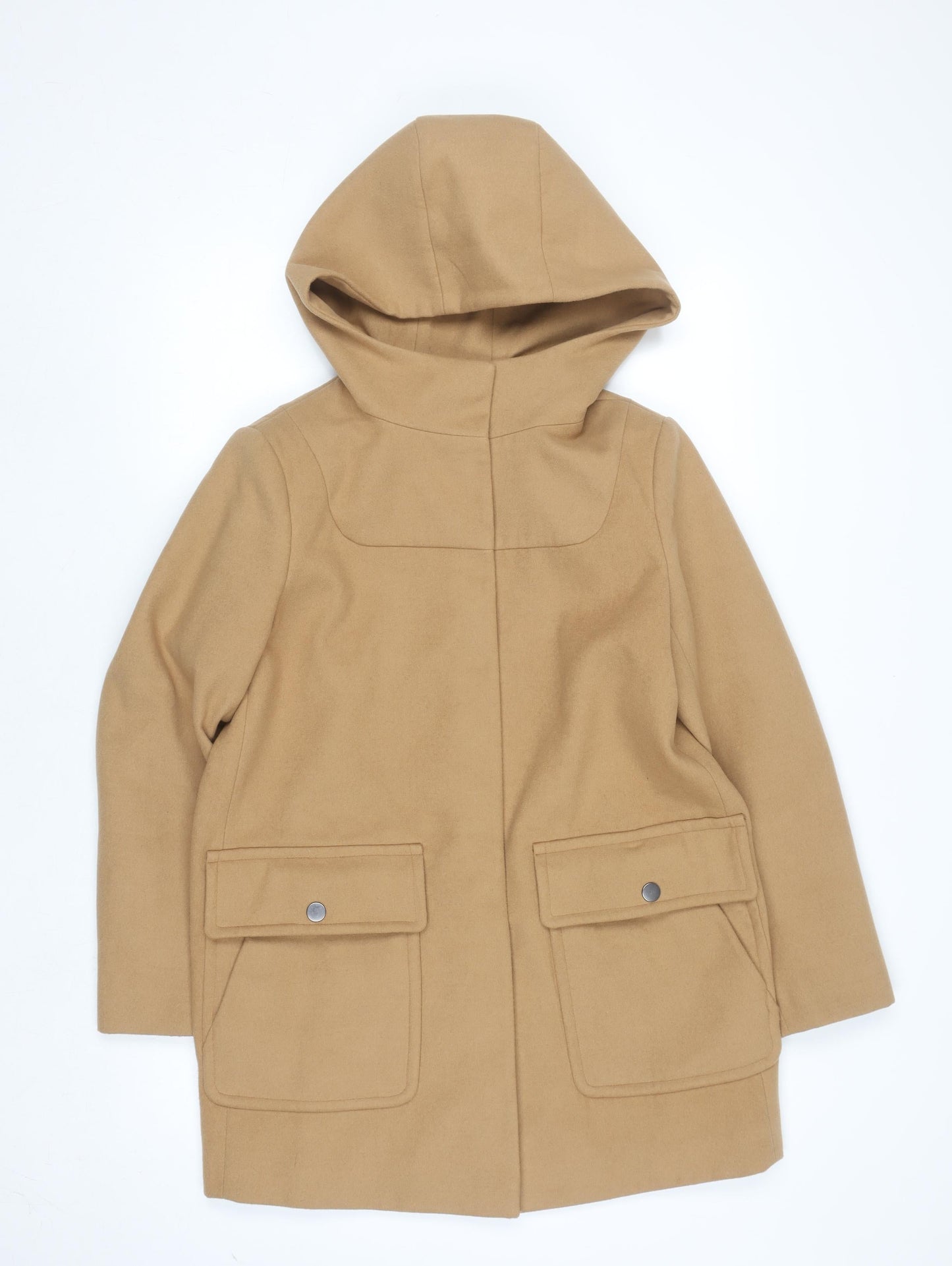 ASOS Women’s Beige Hooded Mid-Length Overcoat Size 10