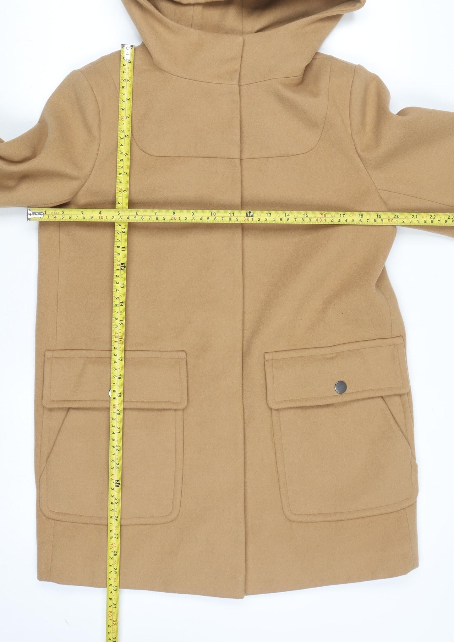 ASOS Women’s Beige Hooded Mid-Length Overcoat Size 10