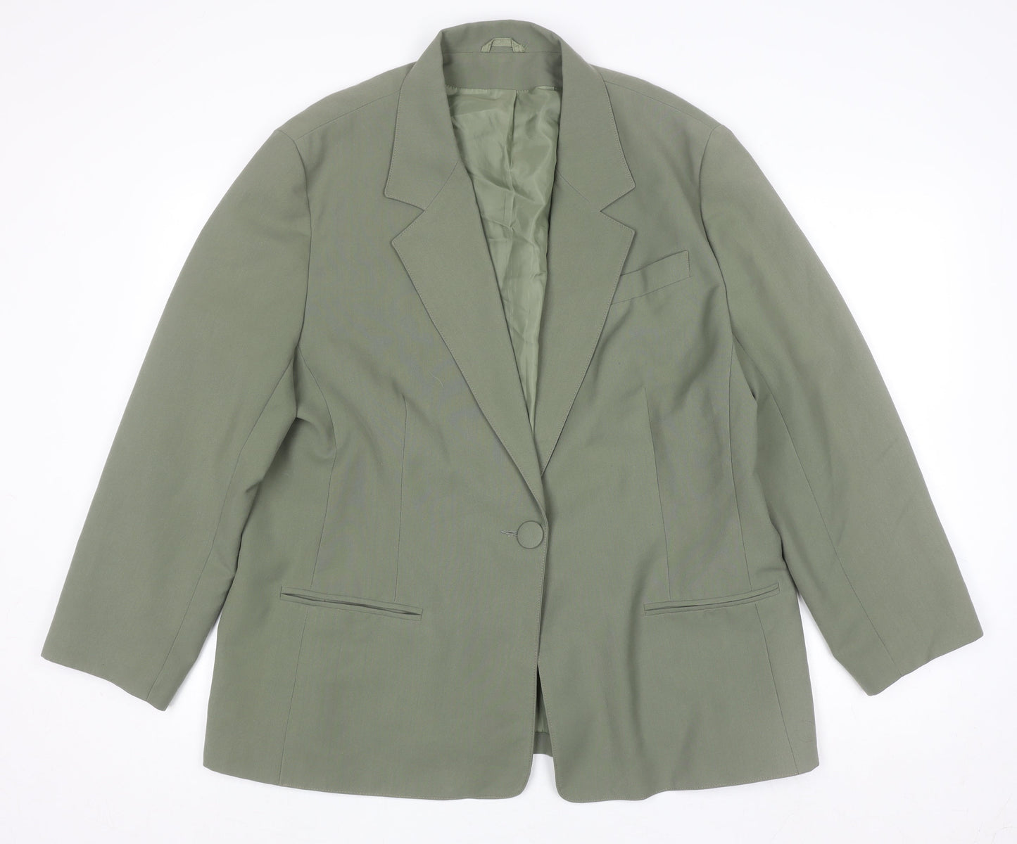 Essence Women Khaki Green Classic One-Button Blazer UK 20