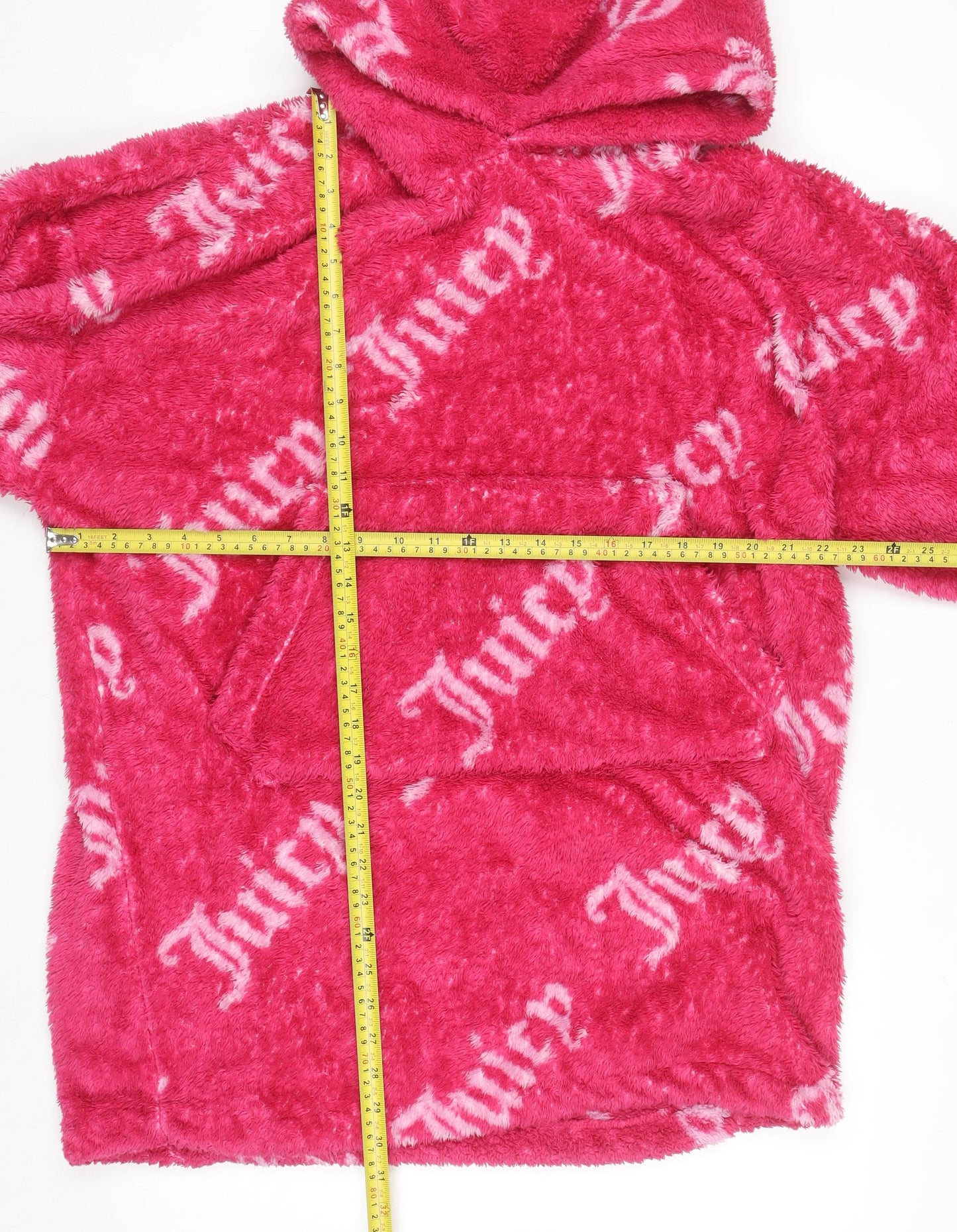 Juicy Couture Girls Pink Fleece Hooded Robe S Lightweight Winter Loungewear