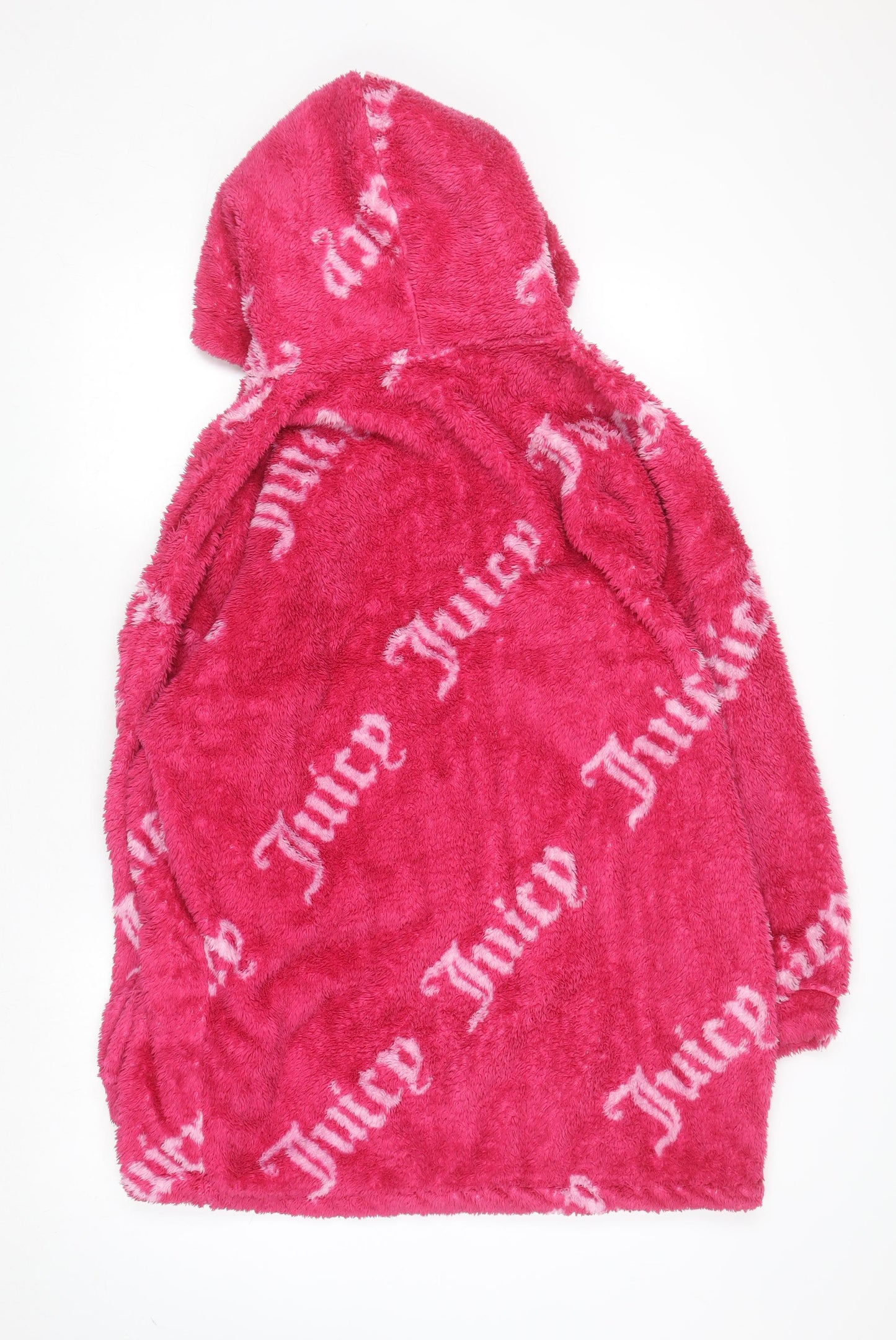 Juicy Couture Girls Pink Fleece Hooded Robe S Lightweight Winter Loungewear