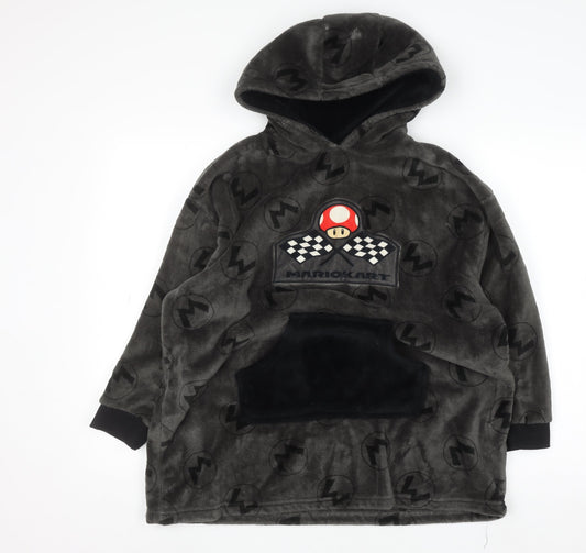 Primark Boys Grey Mario Kart Fleece Hooded Nightwear 10-12 Years