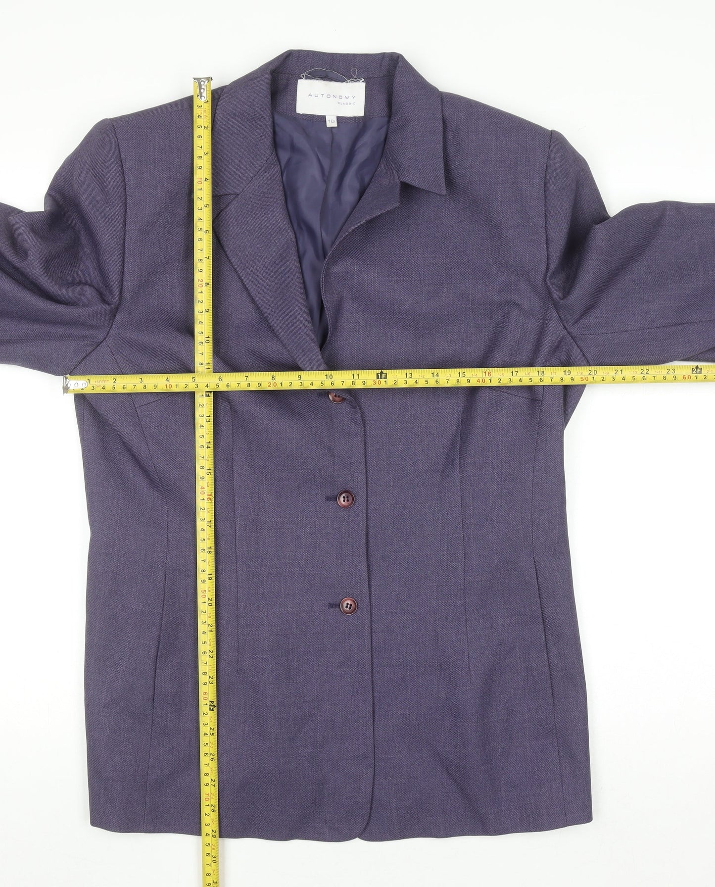 Autonomy Women Purple Classic Single-Breasted Blazer Size 16