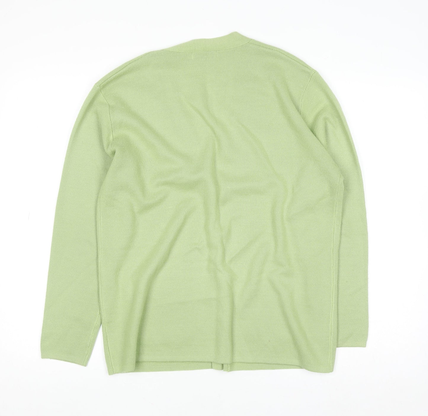 Damart Women Green Wool Blend Cardigan Size 12/14 V-Neck Button Front
