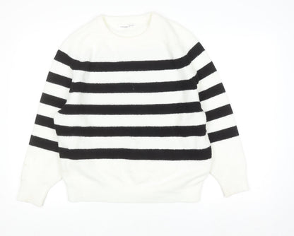 Pull&Bear Women's Black White Striped Knit Jumper Size 8