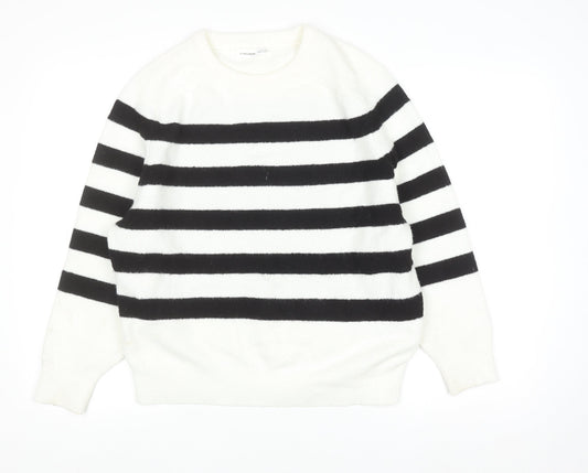 Pull&Bear Women's Black White Striped Knit Jumper Size 8