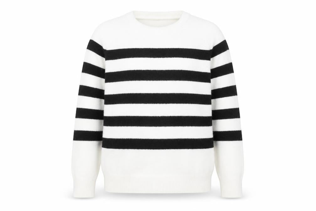 Pull&Bear Women's Black White Striped Knit Jumper Size 8