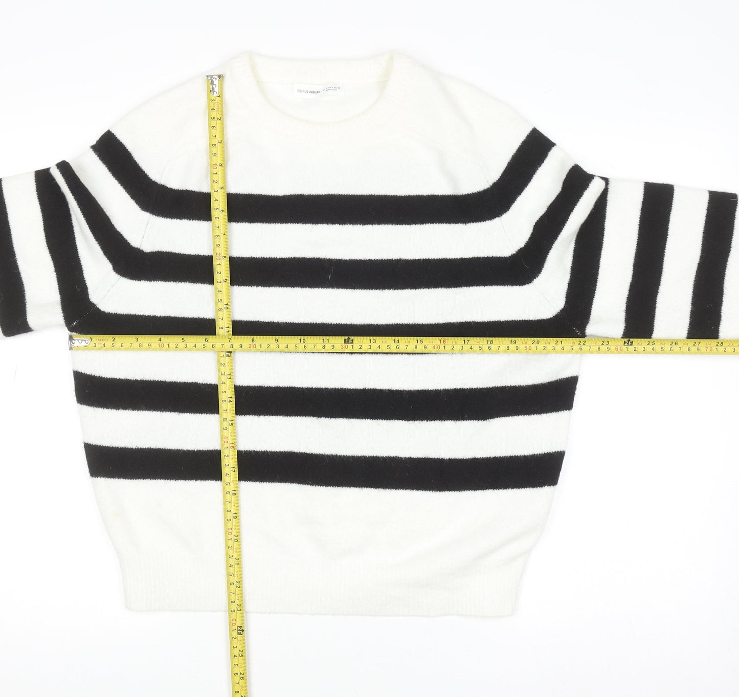 Pull&Bear Women's Black White Striped Knit Jumper Size 8