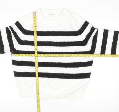 Pull&Bear Women's Black White Striped Knit Jumper Size 8